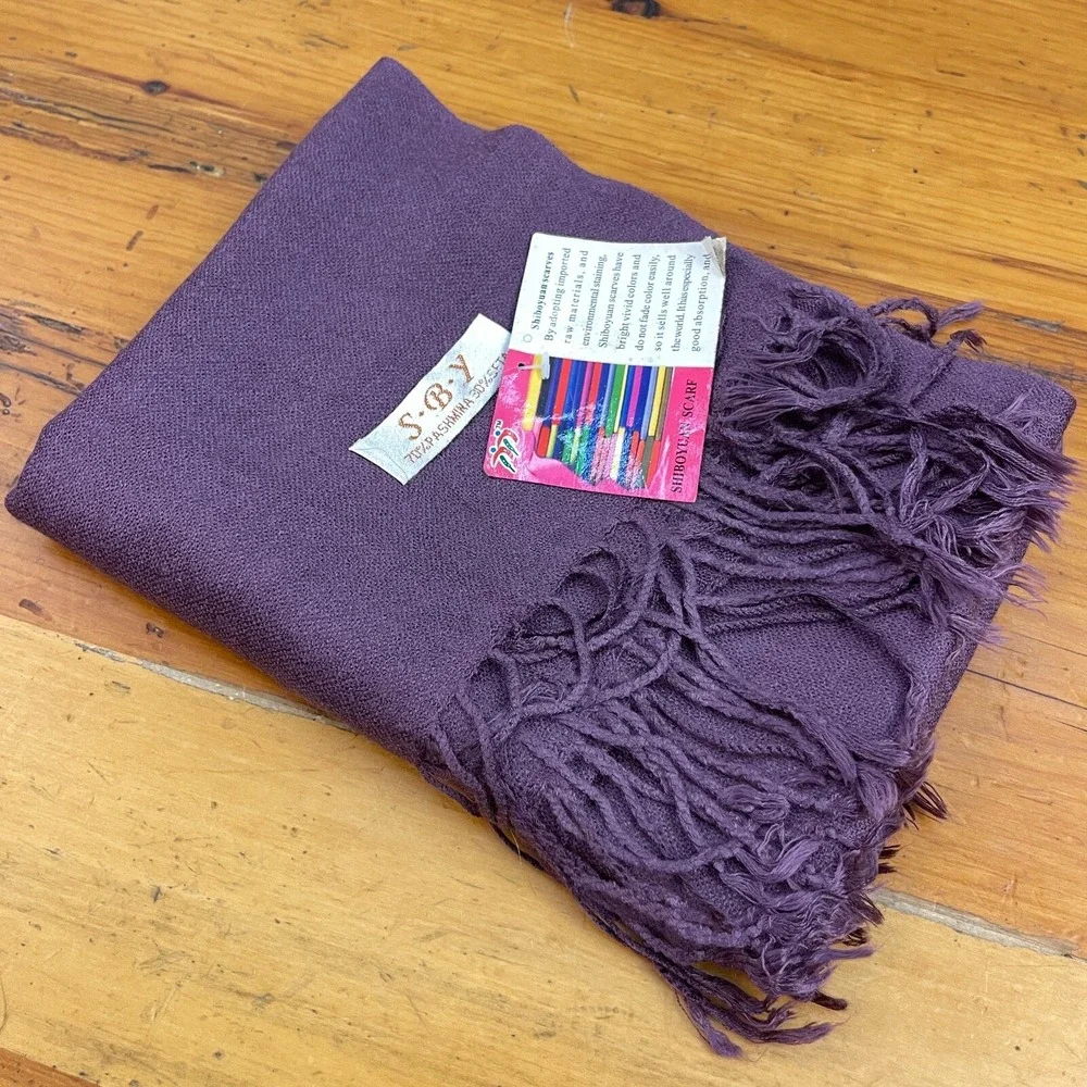 Shiboyuan Pashmina‎ Scarf Purple Fringe New Soft Rectangle SBY Woven